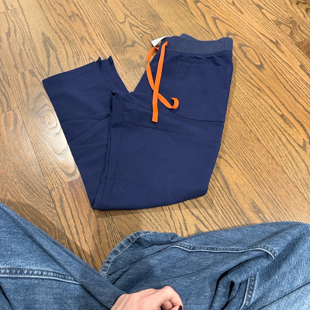 Figs Technical Collection Navy Pants (1 pairs) with Orange Accent - Pants only